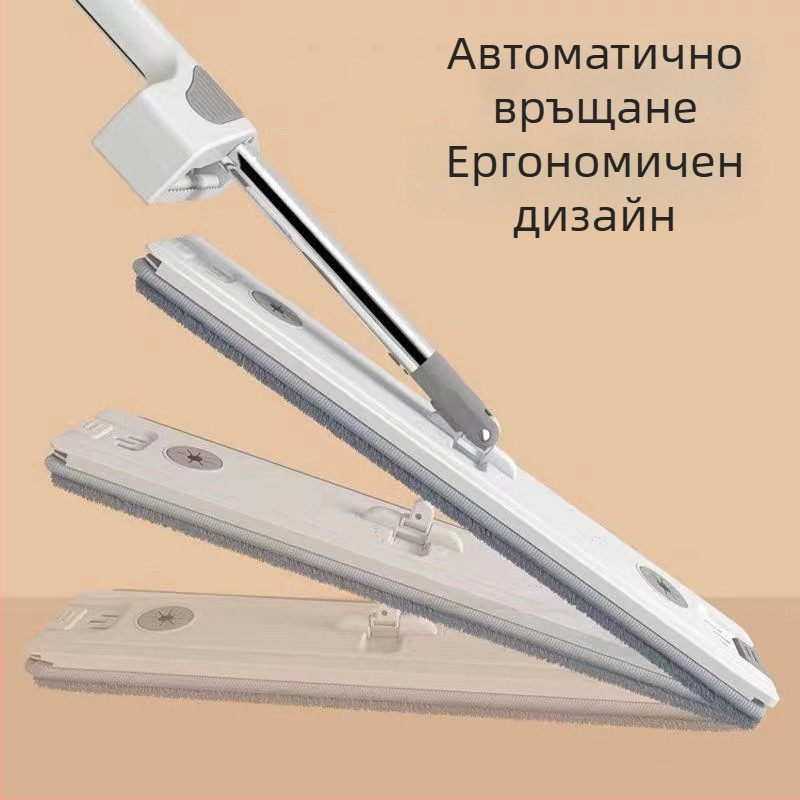 2025 Безконтактна плоска моп за дома с резервоар за почистващо средство – микрофибър, неръждаема дръжка от стомана, повдигащ прът, механизъм за изцеждане с приплъзване