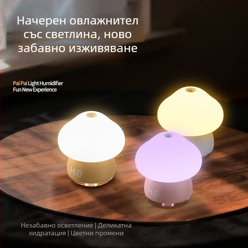 Нов модел цветна докосваща лампа с овлажнител, батерийно захранване, силиконова нощна лампа за спалня, настолен мини пулверизатор