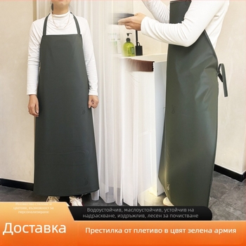 Военно зелена престилка от плетена тъкан, удеблена и удължена, водоустойчива и маслоустойчива, унисекс без ръкави