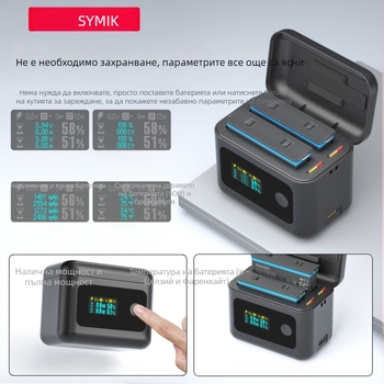 Symik X4Air заряден комплект за Insta360 X4Air — кутия за зареждане на батерията и мениджър на зареждането