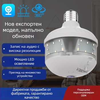 V380 вътрешна домашна охранителна камера с панорамно VR рибешко око, безжична мрежа, пълноцветно нощно виждане, HD монитор