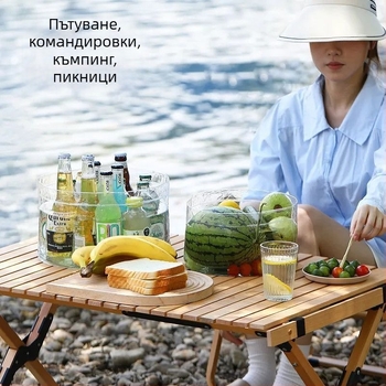 Домашен преносим удебелен сгъваем воден съд, прозрачен кръгъл съд за миене, многофункционална кофа за съхранение на вода