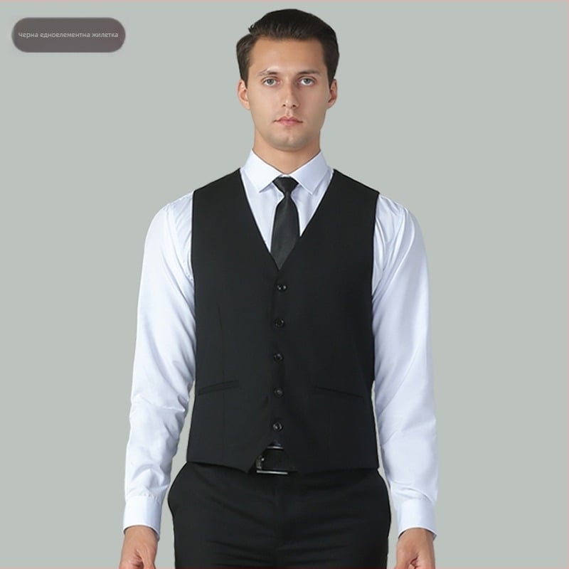 Нов есенен мъжки елек със slim fit, корейски стил костюм елек за официални поводи и шафери