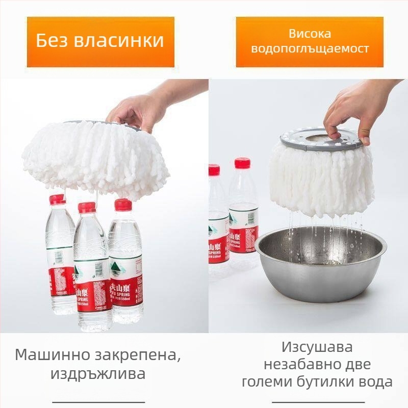 Универсална въртяща се заместваща глава за моп, дебела попивателна глава за моп, кръгла глава за моп, памучна глава за подова чистота