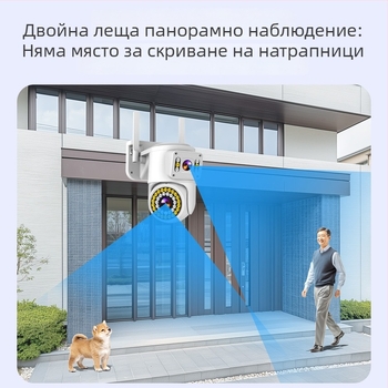 4G камера 360° безжично наблюдение, двойен екран, домашен HD монитор, 360° нощно виждане