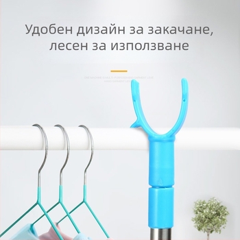 Телескопична пръчка за сушене на дрехи от неръждаема стомана с горна кука и закачалка – балкон, модерен минималистичен стил