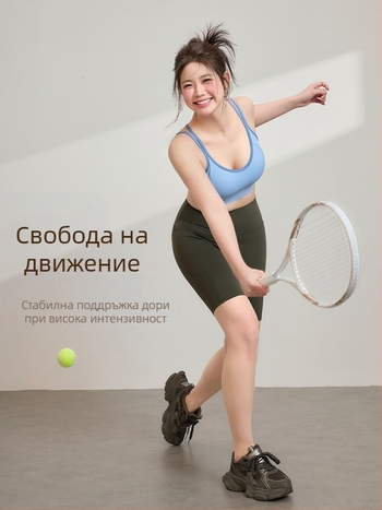 За жени: спортен комплект потник и къси панталони за йога и фитнес, голям размер, за бягане на открито