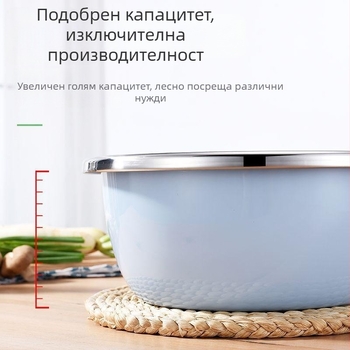 Тричастен комплект неръждаеми кухненски купи, цветни, удебелени и по-дълбоки, за миене на лице, зеленчуци, ориз, замесване на тесто и разбъркване на подправки