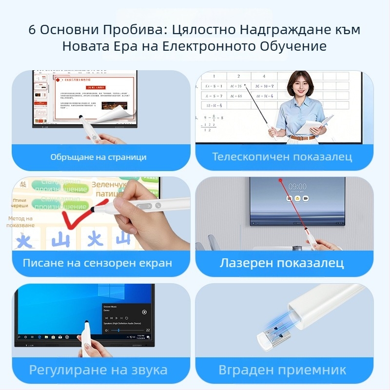 Умен разтегателен указател за през страниците, лазерен указател и капацитивна писалка за офис и обучение, шест в едно, съвместим със Seewo