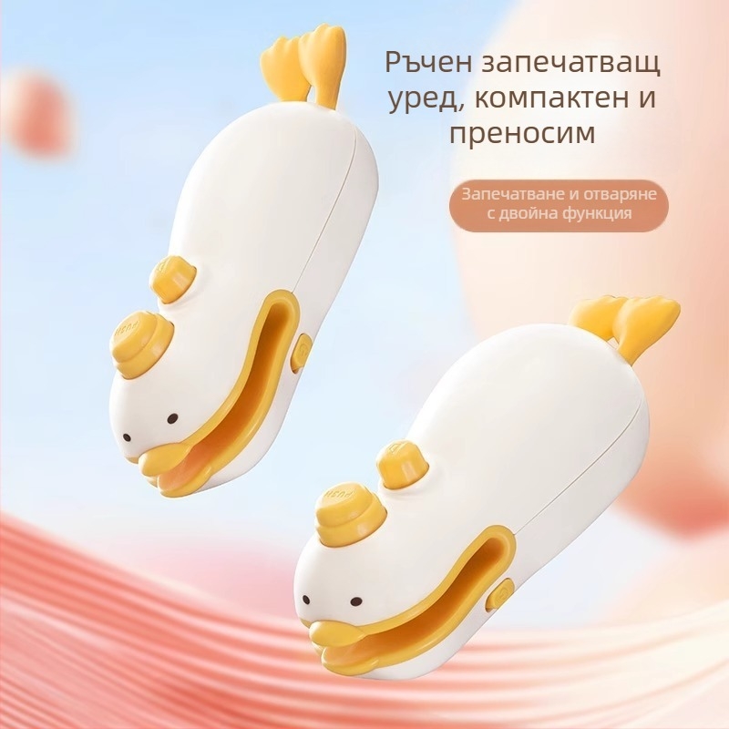 Компактен презареждаем ръчен запечатвач за пластмасови торбички, сладък мини уплътнител за закуски