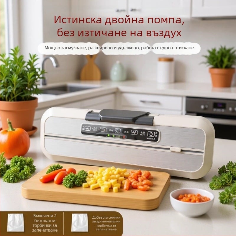 Автоматична вакуумна запечатваща машина за домашна употреба, компактна и подходяща за торбички за съхранение на храна