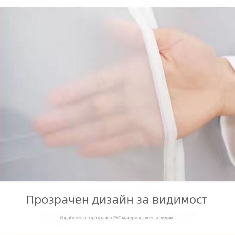 Подова стойка за палта с прозрачно прахозащитно покривало, открита стойка за дрехи, напълно затворена и водоустойчива