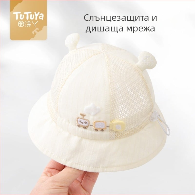 Tu Tu Ya бебешка слънчева шапка - лека памучна шапка тип рибарска, bucket стил, за бебета и деца през лятото, защита от слънцето, широка периферия