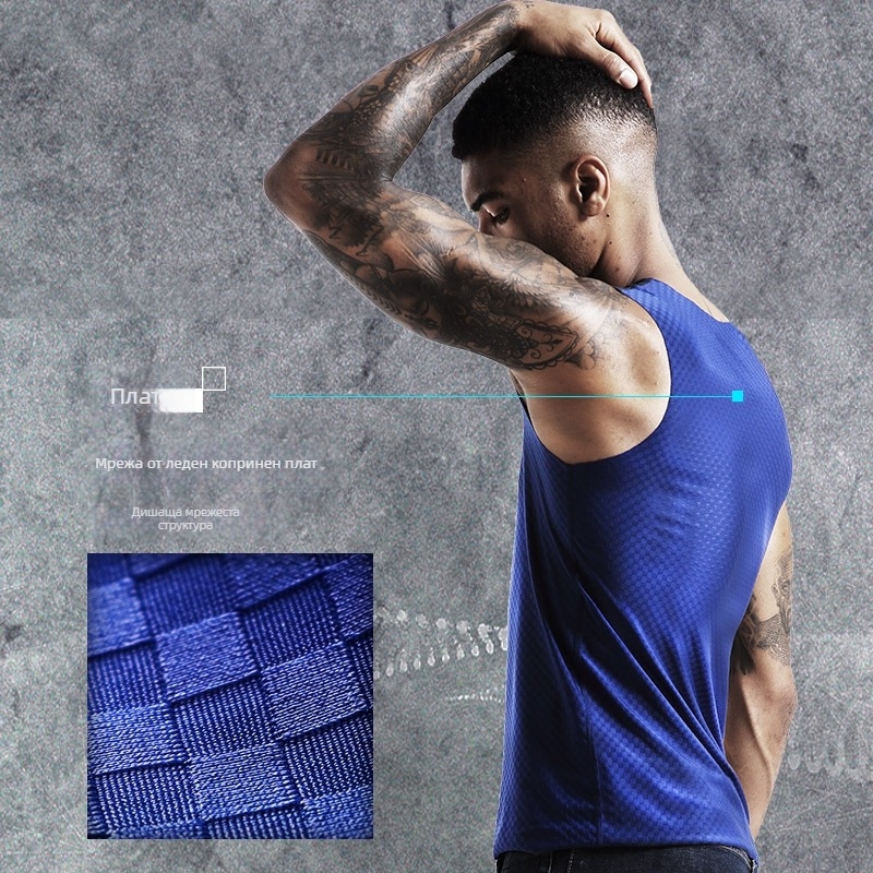 Мъжки потник Ice Silk, без шевове, лятна Slim-fit, V‑образно деколте, без ръкави, спортен базов топ
