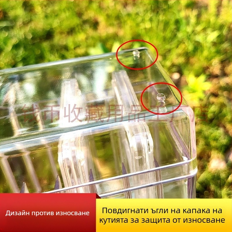 Прозрачна акрилна кутия за монети, комплект от 20 броя, за колекциониране и показване