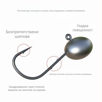 Aohu оловна глава кука за риболов за примамки, №1, подсилена двойна бодлива кука, антихлъзгаща