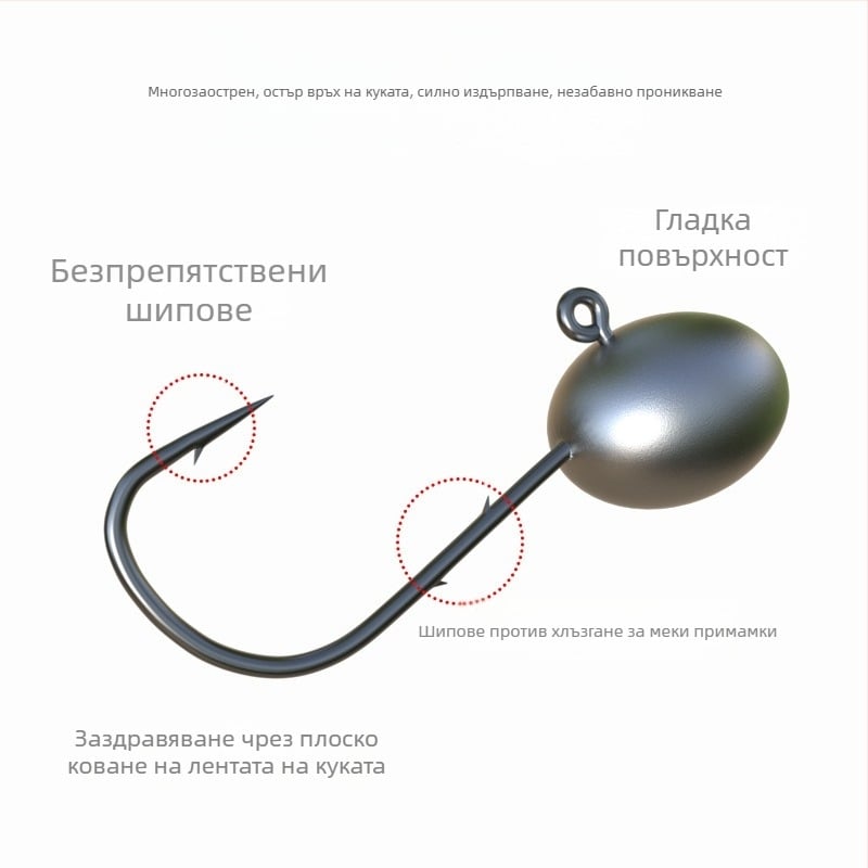 Aohu оловна глава кука за риболов за примамки, №1, подсилена двойна бодлива кука, антихлъзгаща