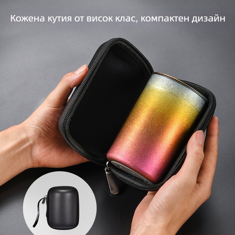 Комплект за чай от чист титаний за пътуване и къмпинг, портативен, двойно-слоен инфузер, луксозен комплект за чай на открито с персонализирано лого