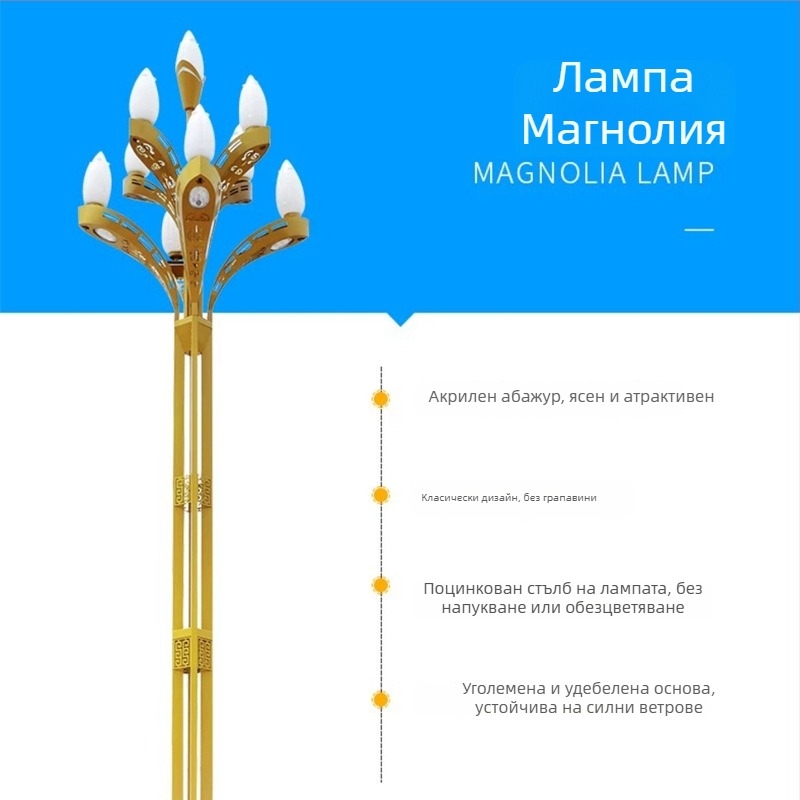Magnolia лампа за пътно осветление — 10 м ландшафтно осветление, Magnolia улична лампа 8 м, 12 м висок стълб за градски площад