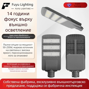 LED улична лампа от die-cast алуминий за градски пътища, външно водоустойчиво осветление, 50W–250W