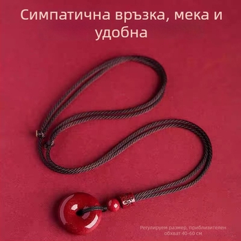 Унисекс медальон от естествен cinnabar с високо съдържание пурпурно-златни песъчинки, колие за годината на раждане, подарък бижута на едро