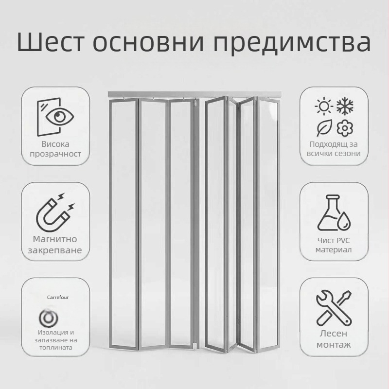 Прозрачна PVC сгъваема завеса за врати за магазини и супермаркети, ветроустойчива и прахозащитна, за всички сезони, подходяща за складове и домашна употреба