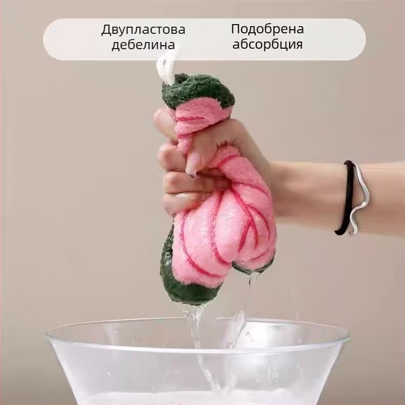 Кърпа за ръце с дизайн на лист от растение, висяща за кухня и баня, преносима и попивателна за почистване