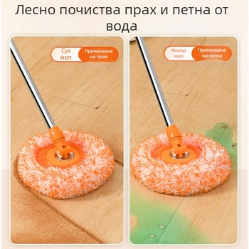 Слънчогледов телескопичен моп за стени и тавани — почистване на прах с памучна глава и неръждаем прът
