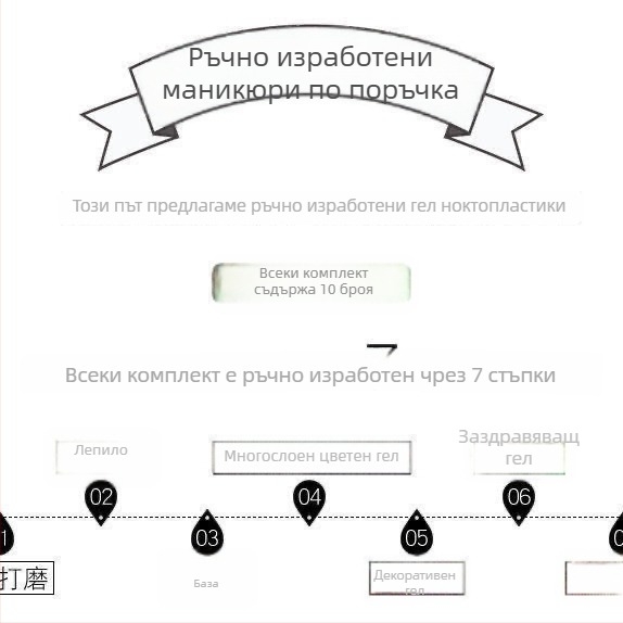 Ръчно изработени прес-нокти с млечно-бял шампански градиент — лепенки за нокти, сваляеми