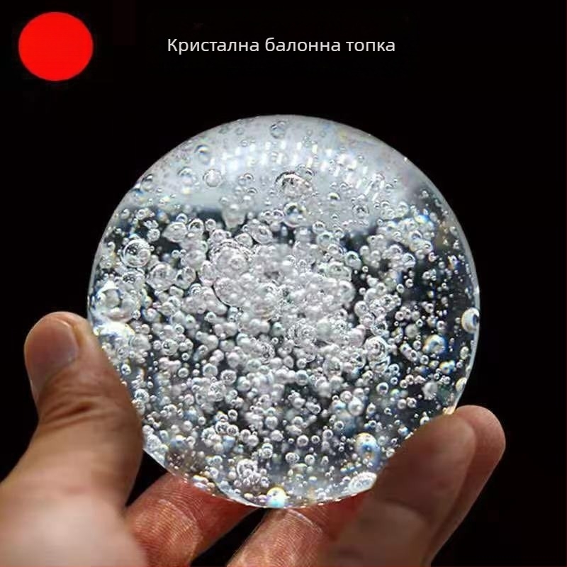 Кристална сфера с балончета — прозрачна стъклена топка за офис и дом, модерен минималистичен стил