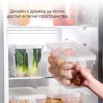 Прозрачен правоъгълен контейнер за хладилник със запечатващ капак, стил чекмедже