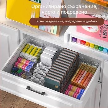 Десктоп кутия за съхранение, дълга тясна правоъгълна акрилна прозрачна разделителна кутия за чорапи и малки предмети