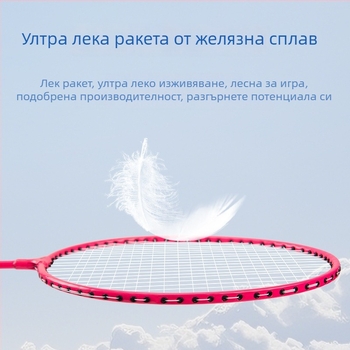 Комплект ракети за бадминтон за начинаещи, ултра леки ракети от железен сплав за тренировка, универсален комплект от 2 броя