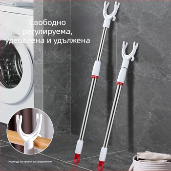 Телескопична пръчка за сушене на дрехи от неръждаема стомана, с раздвоени краища за закачане на дрехи, подходяща за общежития