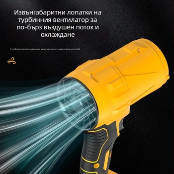 Високопроизводителна акумулаторна духалка с литиева батерия за прах навън, почистване на автомобил и водно духане — ръчен безчетков турбинен вентилатор