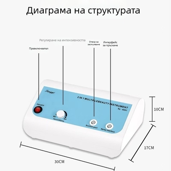 Четири в едно козметично устройство: всмукване на черни точки, почистване на порите, хидратиращ спрей, масаж със шпатула за лице и кислородно инжектиране за дълбоко почистване на кожата