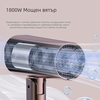 Youshi сгъваем сешоар за дома, 1800W, контрол на студен и горещ въздух, синя светлина