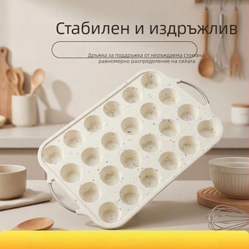Силиконова кръгла тава за печене, подсилена със стомана, 24 форми за мъфини, непригаряща форма за домашно печене