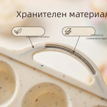 Силиконова кръгла тава за печене, подсилена със стомана, 24 форми за мъфини, непригаряща форма за домашно печене