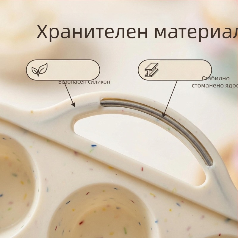Силиконова кръгла тава за печене, подсилена със стомана, 24 форми за мъфини, непригаряща форма за домашно печене