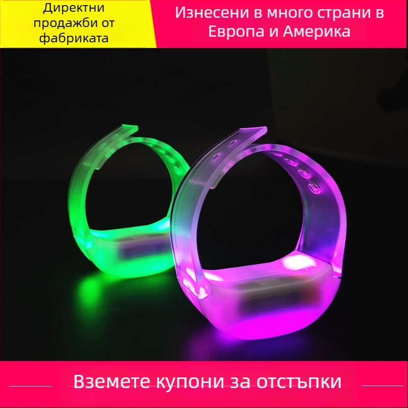 LED светеща гривна за концерти, безжично управление, реквизит за подкрепа, печат на лого до 25×40 мм, многоцветна
