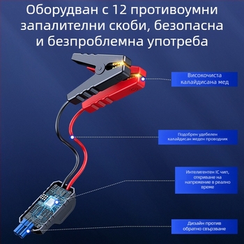Безжична автомобилна помпа за надуване с цифров дисплей, 12V, преносимо аварийно стартово захранване за дизелов автомобил