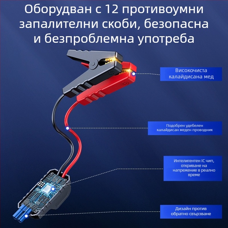 Безжична автомобилна помпа за надуване с цифров дисплей, 12V, преносимо аварийно стартово захранване за дизелов автомобил