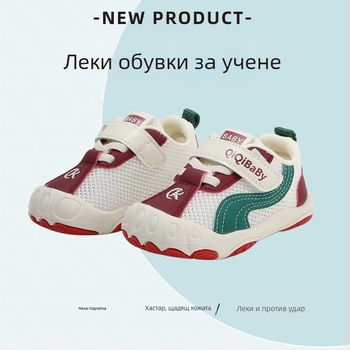 Унисекс детски спортни обувки за малки деца, дишаща мрежеста горна част, мека противохлъзгаща подметка, закопчаване с лепенка, нисък връх, пролет 2026