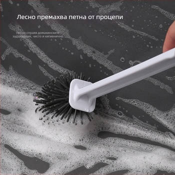 Силиконова четка за тоалетна с дълга дръжка, стенен монтаж за баня