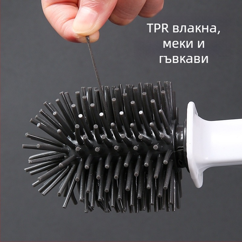 Силиконова четка за тоалетна с дълга дръжка, стенен монтаж за баня