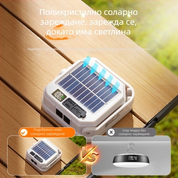 LED преносима лампа за къмпинг, външно осветление за къмпинг, ултра дълъг живот на батерията, палаткова лампа със слънчево зареждане