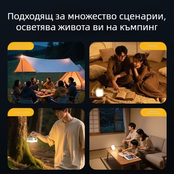 LED преносима лампа за къмпинг, външно осветление за къмпинг, ултра дълъг живот на батерията, палаткова лампа със слънчево зареждане