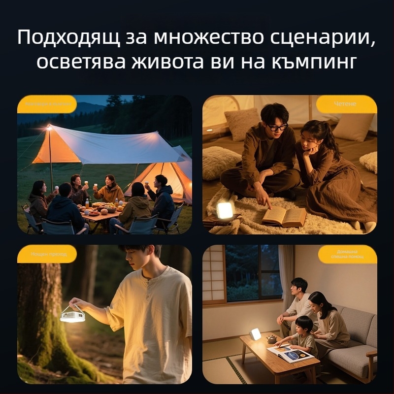 LED преносима лампа за къмпинг, външно осветление за къмпинг, ултра дълъг живот на батерията, палаткова лампа със слънчево зареждане