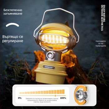 Преносима LED палаткова лампа за къмпинг, регулируема яркост, висяща лампа за палатка